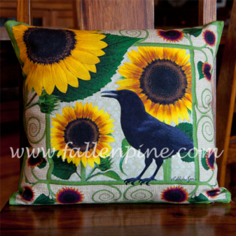 Crow Sunflower Pillow