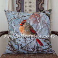 Female Cardinal Pillow Front