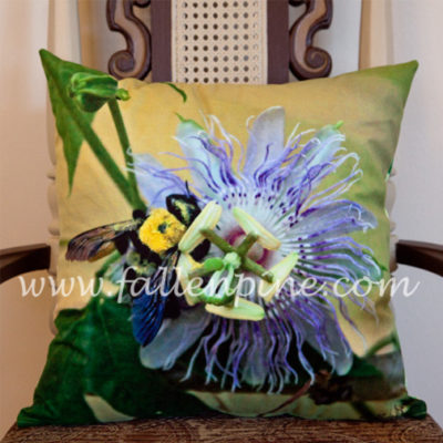Bumblebee on Passion Flower Pillow