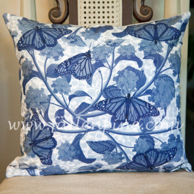 Monarchs & Lantana in Blue Pillow