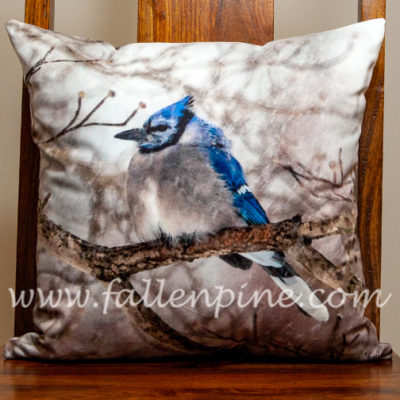 Blue Jay Snow Shower Pillow