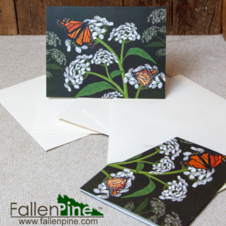 monarch butterflies white crownbeard flowers notecards