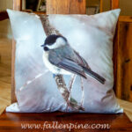 chickadee snowfall pillow
