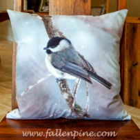 chickadee snowfall pillow