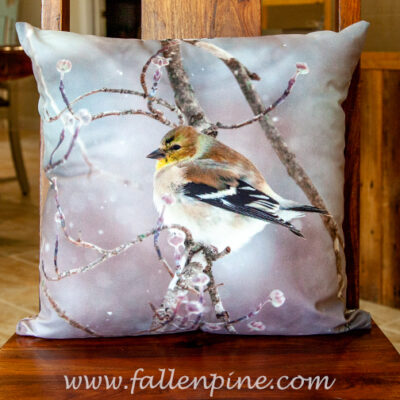 goldfinch snowfall pillow