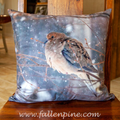 mourning dove snowfall pillow