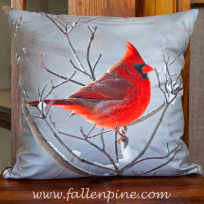 cardinal winter pillow
