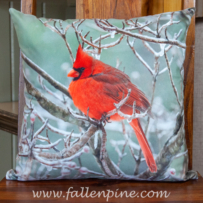 cardinal winter pillow